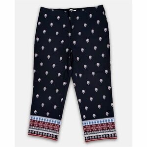 Charter Club Cropped Patterned Paisley Pants Women's 12 Nautical Preppy Stretch